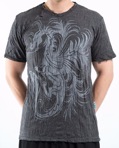 Sure Design Men's The Dragon T-Shirt Silver on Black