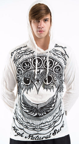 Sure Design Unisex Weed Owl Hoodie White