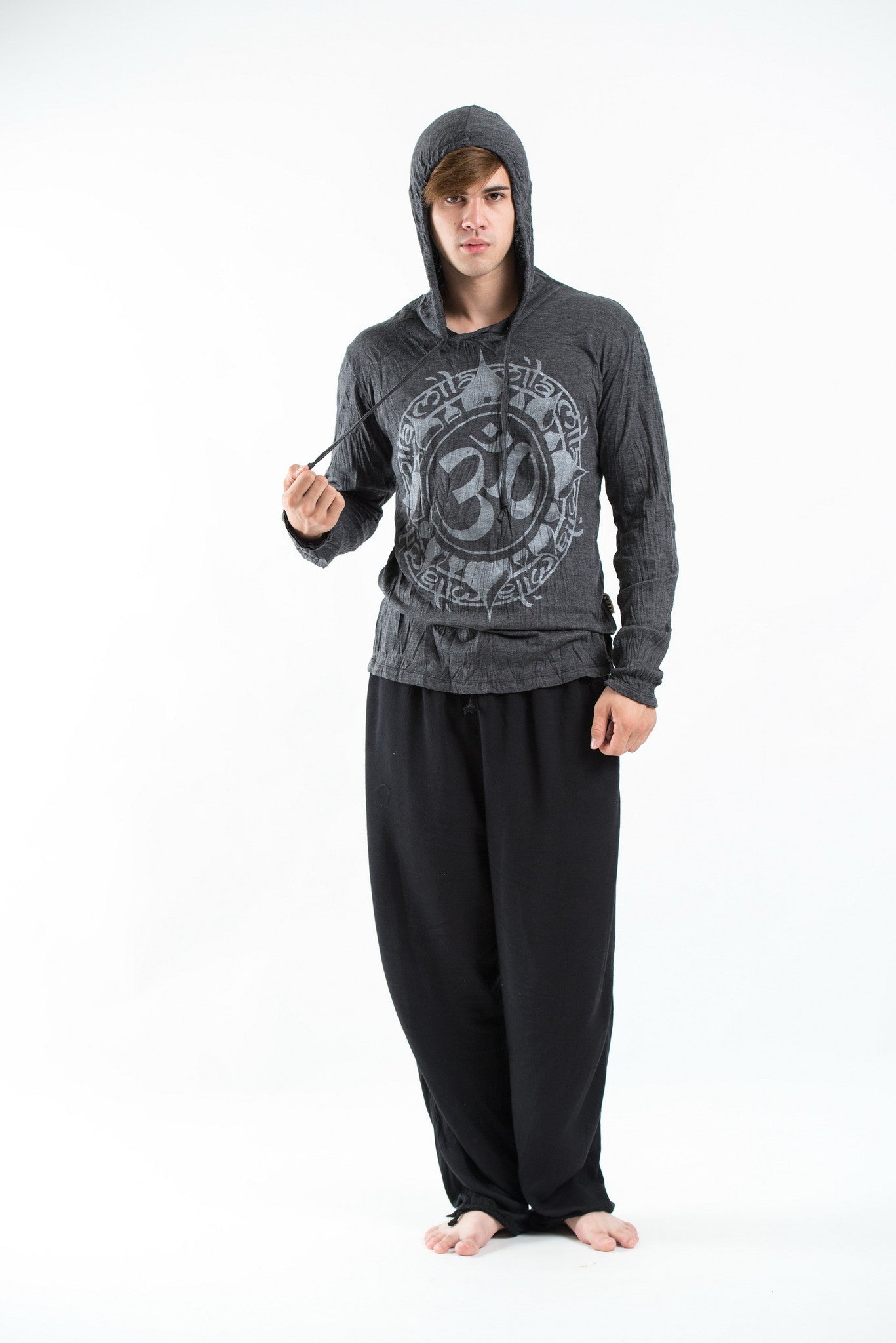 Sure Design Unisex Infinitee Ohm Hoodie Silver on Black