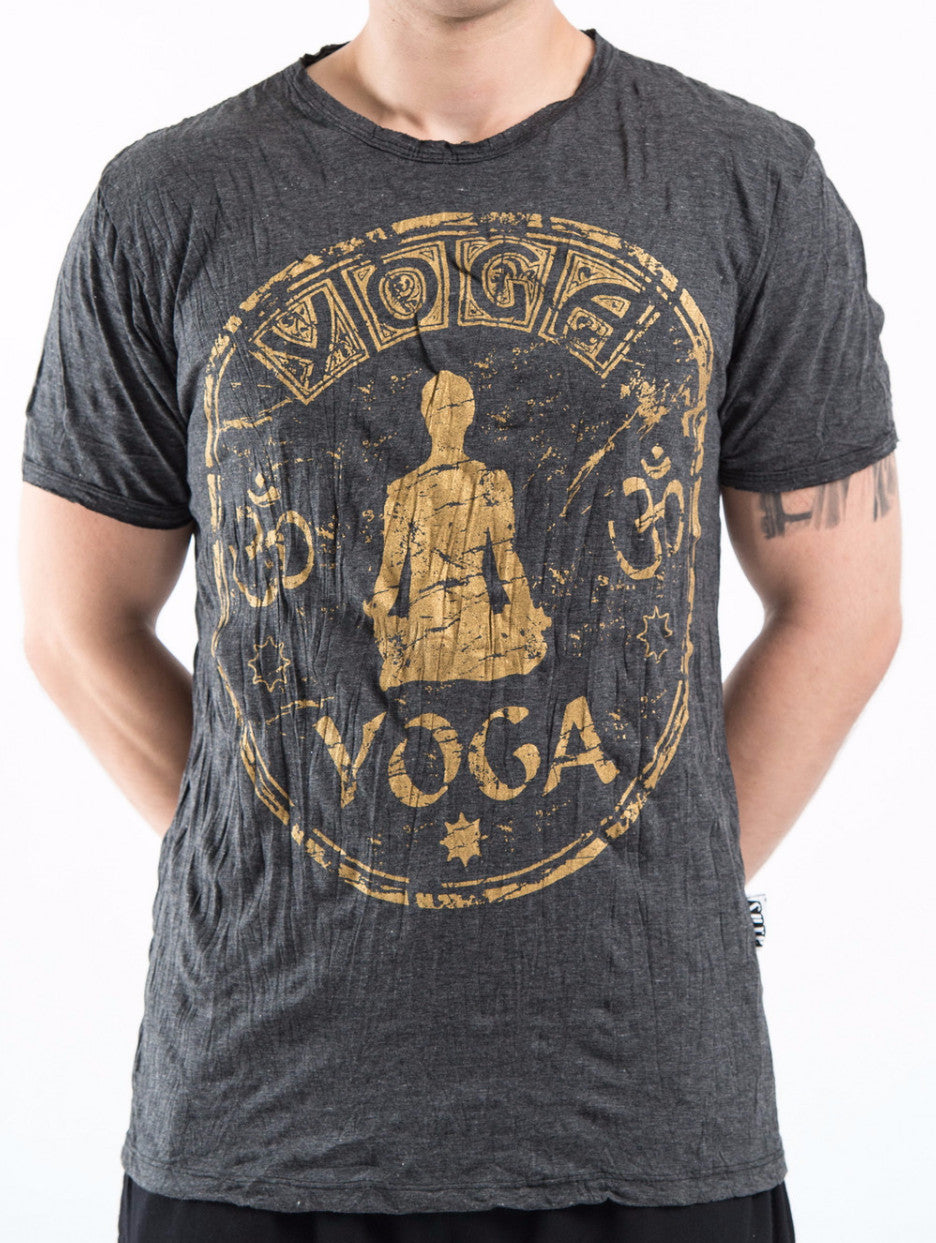 Sure Design Men's Infinitee Yoga Stamp T-Shirt Gold on Black