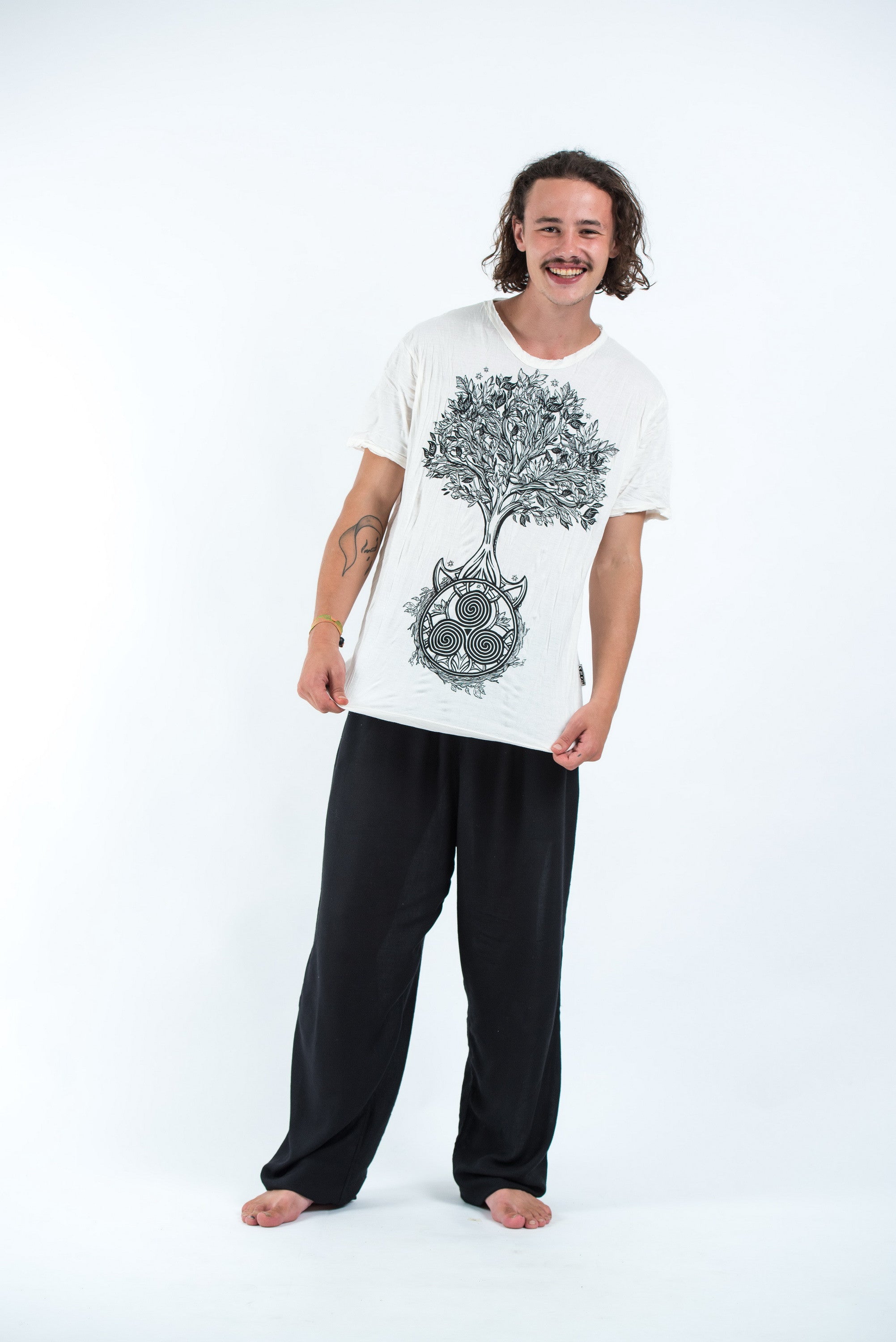 Sure Design Mens Celtic tree T-Shirt White