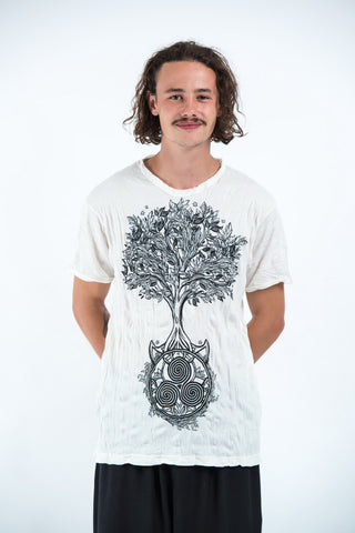Sure Design Mens Celtic tree T-Shirt White