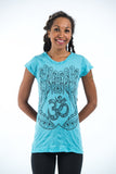 Wholesale Sure Design Women's Ohm hands T-Shirt Turquoise - $5.55
