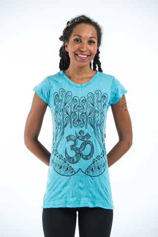 Sure Design Women's Ohm hands T-Shirt Turquoise