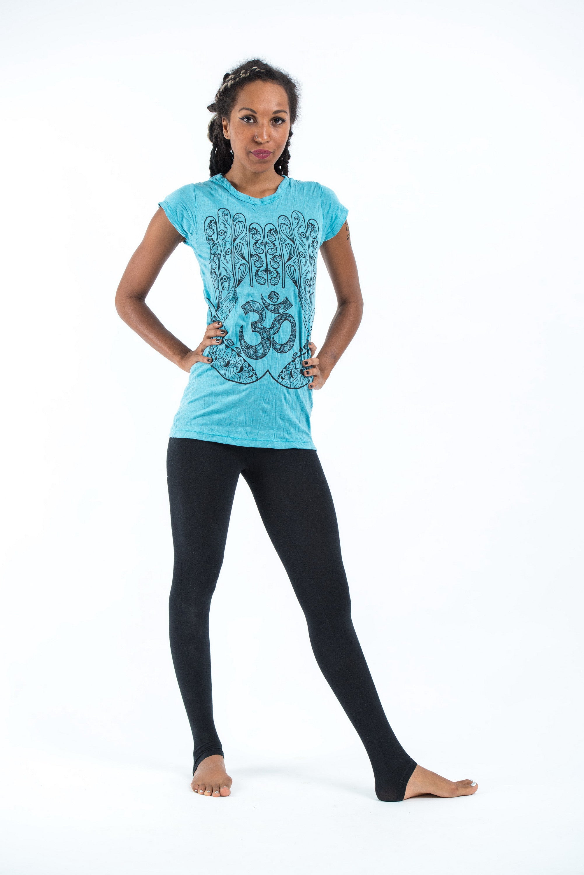Sure Design Women's Ohm hands T-Shirt Turquoise
