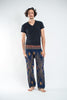 Peacock Eye Unisex Harem Pants in Navy