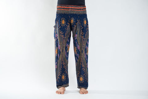 Peacock Eye Unisex Harem Pants in Navy
