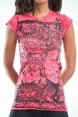 Sure Design Women's Sanskrit Buddha T-Shirt Red