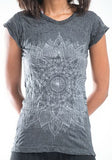 Wholesale Sure Design Women's Lotus Mandala T-Shirt Silver on Black - $9.00