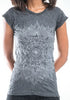 Sure Design Women's Lotus Mandala T-Shirt Silver on Black