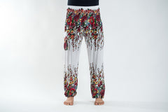 Floral Unisex Harem Pants in White