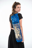 Wholesale Blue Embroidered Ohm + Ganesha Print Cotton & Hemp Yoga Mat Bag - $14.00