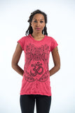 Wholesale Sure Design Women's Ohm hands T-Shirt Red - $5.55