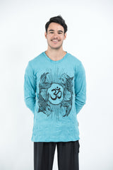 Sure Design Unisex Ohm and Koi fish Long Sleeve T-Shirt Turquoise