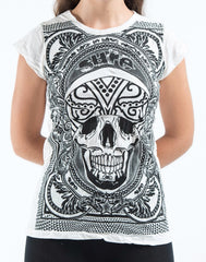 Sure Design Women's Trippy Skull T-Shirt White