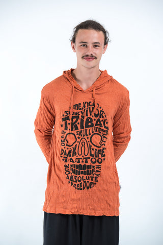 Sure Design Unisex Tribal Skull Hoodie Orange