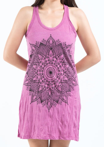 Sure Design Women's Lotus Mandala Tank Dress Pink