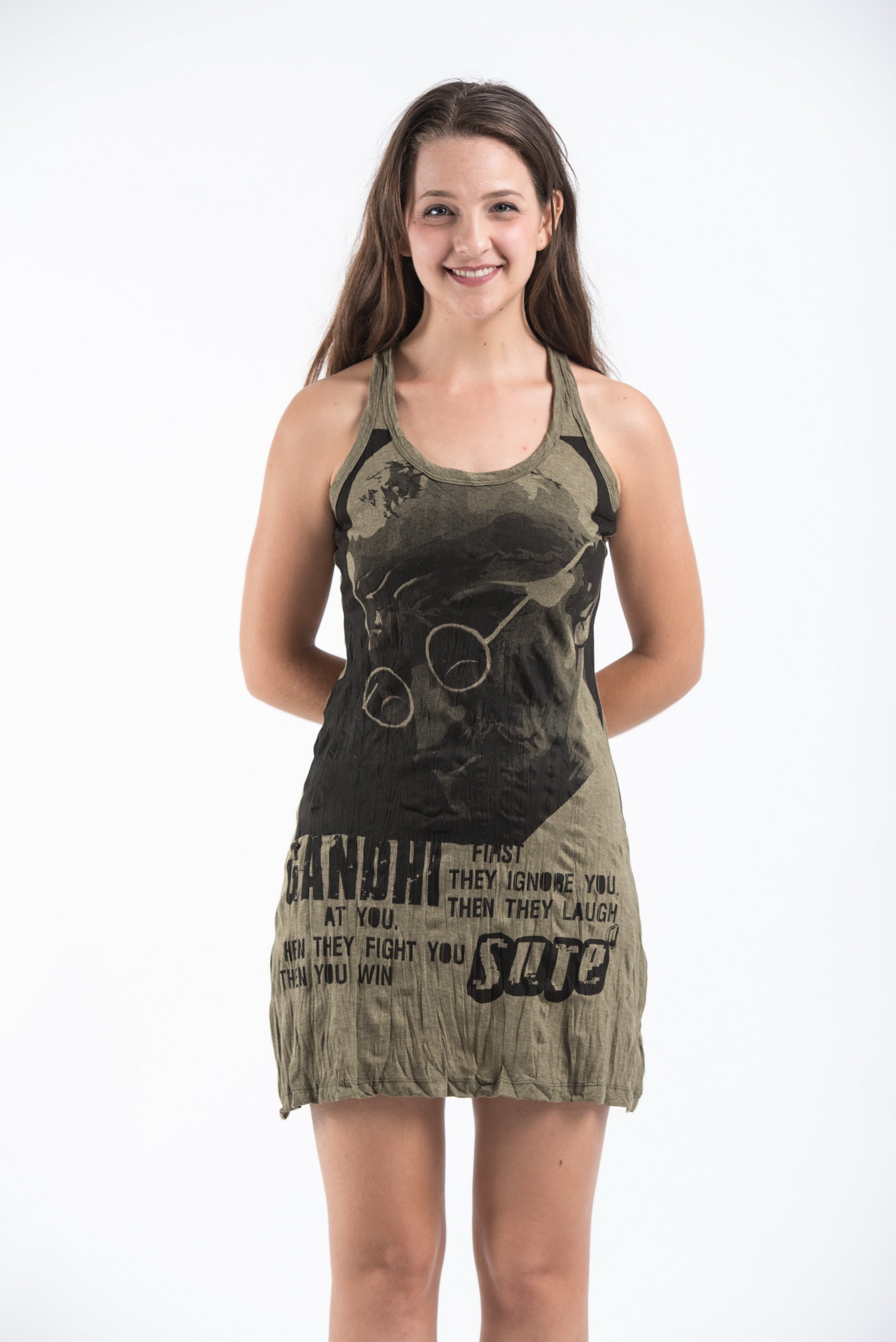 Sure Design Womens Gandhi Tank Dress Green