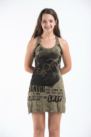 Sure Design Womens Gandhi Tank Dress Green