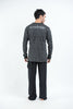 Sure Design Unisex Ohm and Koi fish Long Sleeve T-Shirt Silver on Black