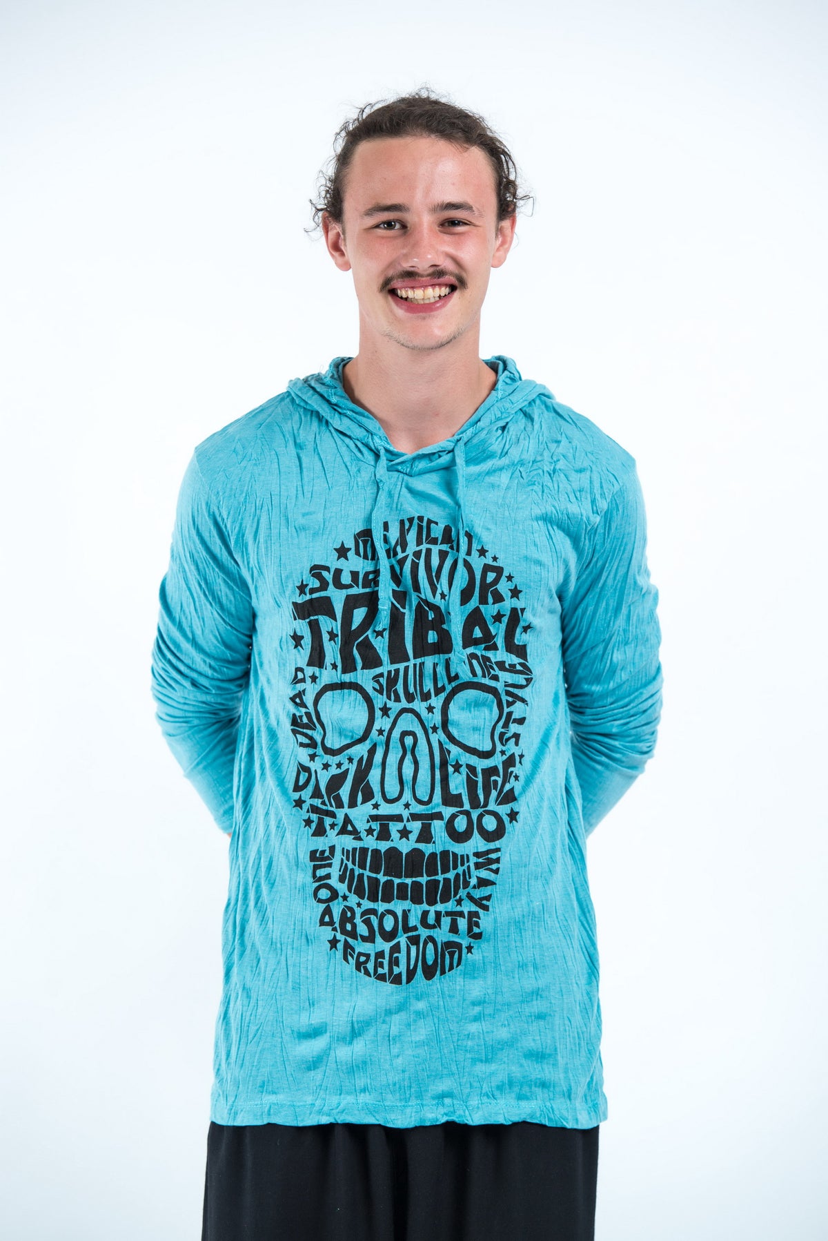 Sure Design Unisex Tribal Skull Hoodie Turquoise