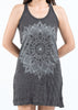 Sure Design Women's Lotus Mandala Tank Dress Silver on Black