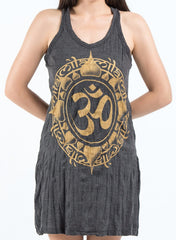 Sure Design Women's Infinitee Ohm Tank Dress Gold on Black