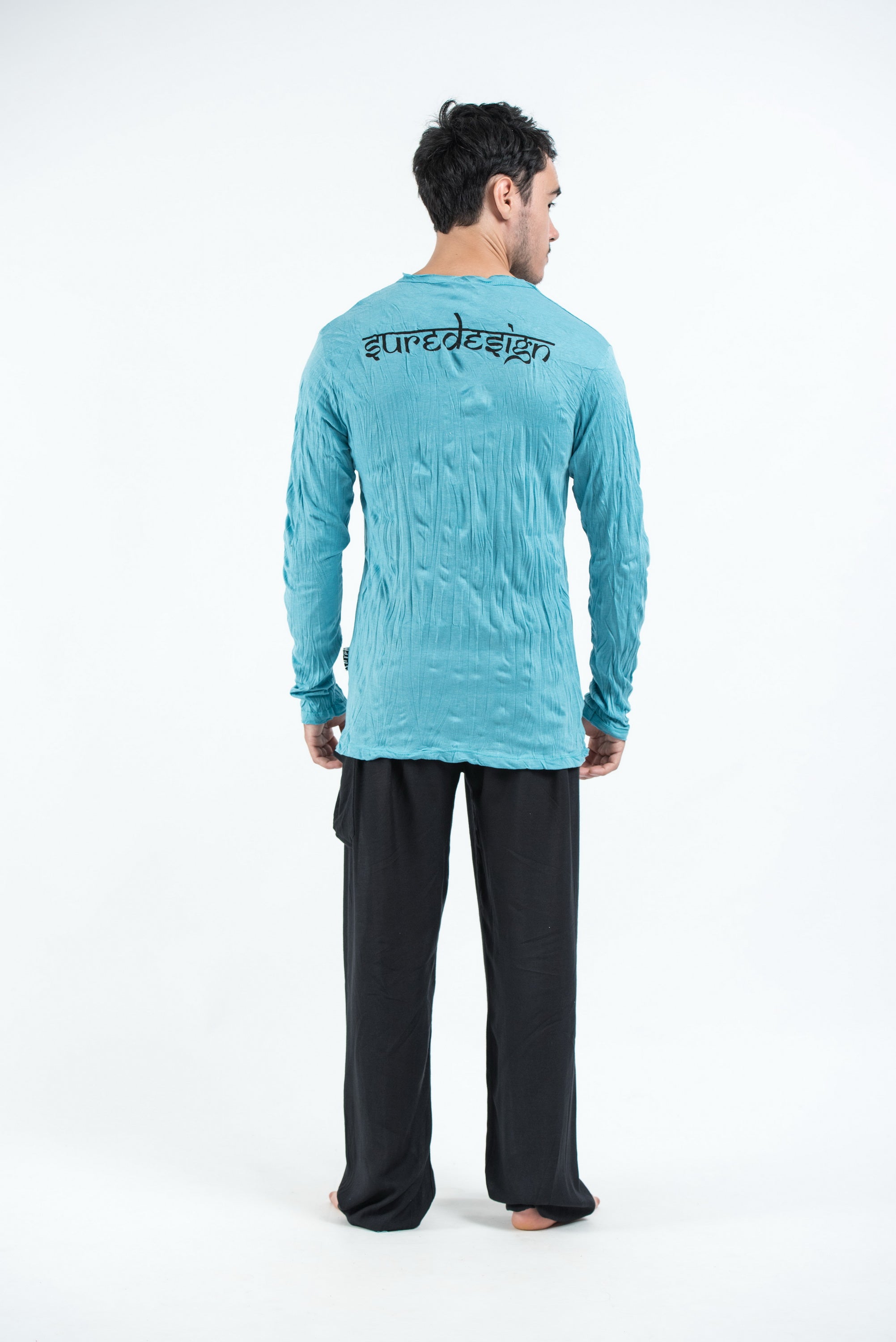 Sure Design Unisex Trippy Skull Long Sleeve T-Shirt Turquoise