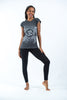 Sure Design Women's Ohm and Koi fish T-Shirt Silver on Black