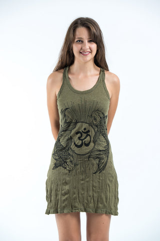 Sure Design Women's Ohm and Koi fish Tank Dress Green