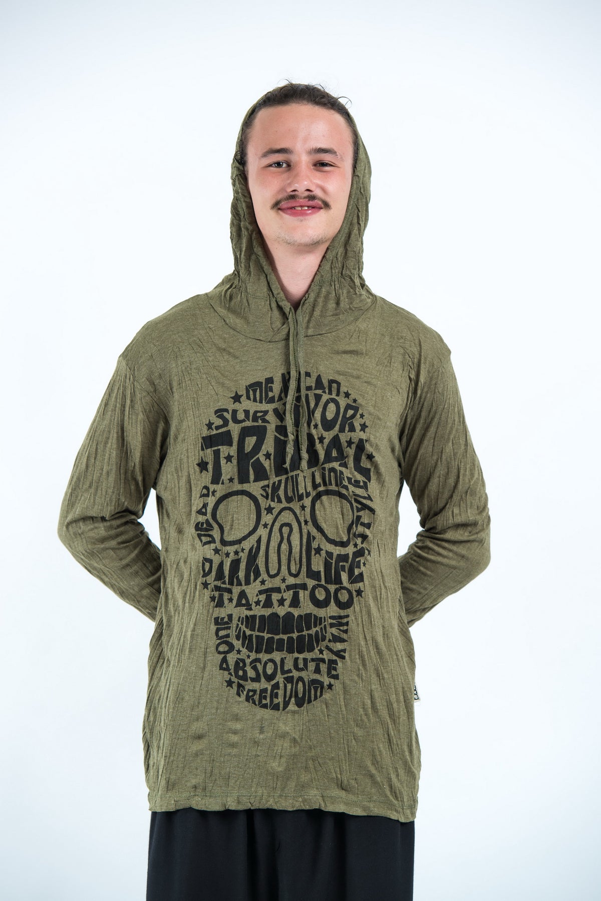 Sure Design Unisex Tribal Skull Hoodie Green