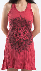 Sure Design Women's Lotus Mandala Tank Dress Red