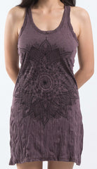 Sure Design Women's Lotus Mandala Tank Dress Brown