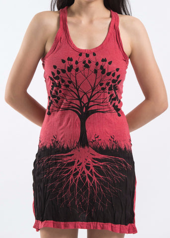 Sure Design Women's Tree of Life Tank Dress Red