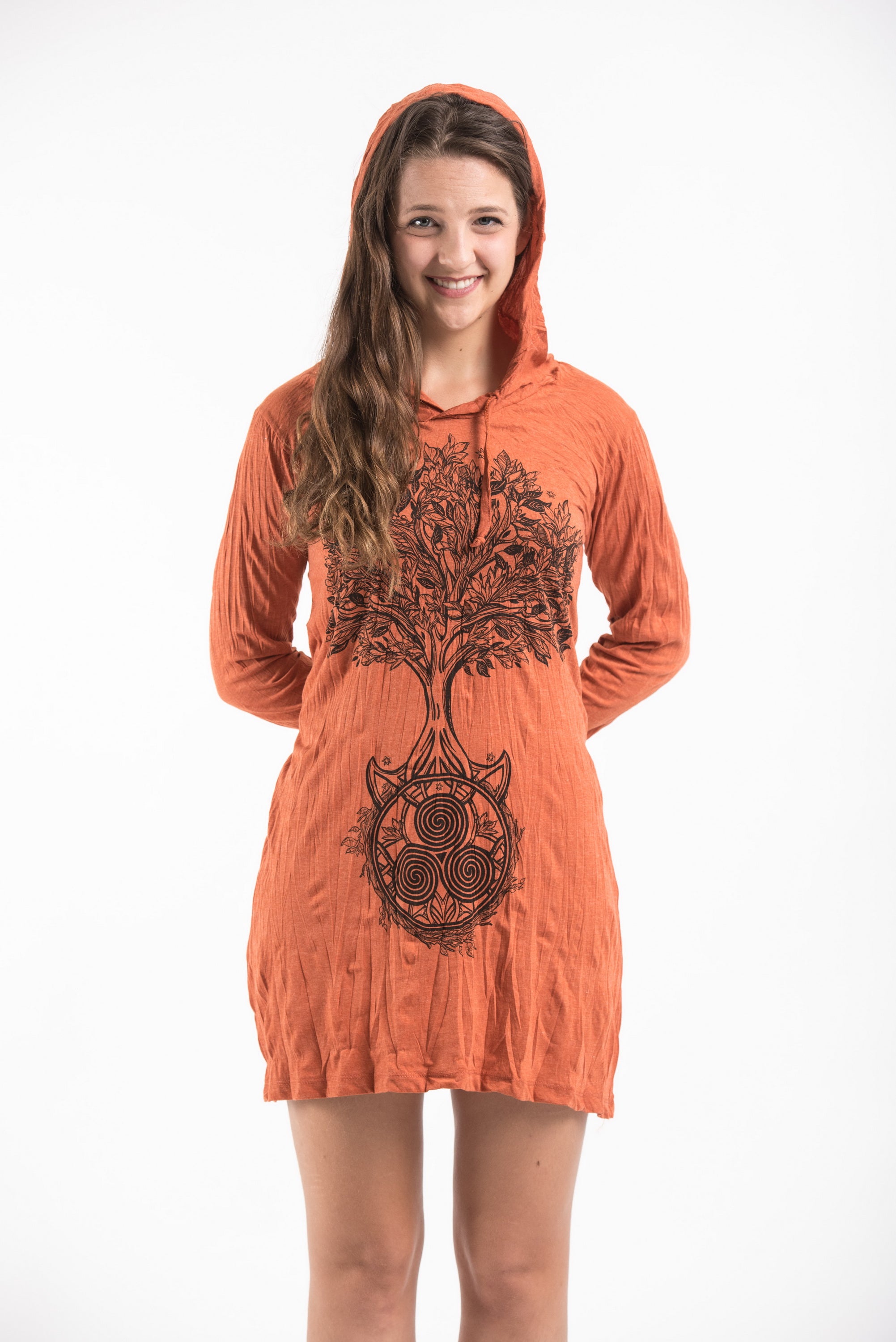orange hoodie dress Mafytytpr Women's Hoodie Dresses Plus Size Long Sleeve Casual Drawstring Knitted Velvet Dress with Pockets Orange L, Size: Large