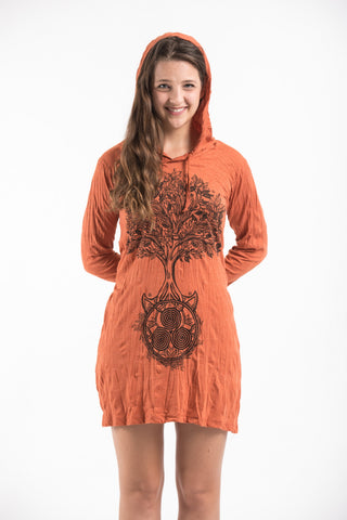 Sure Design Women's Celtic Tree Hoodie Dress Orange