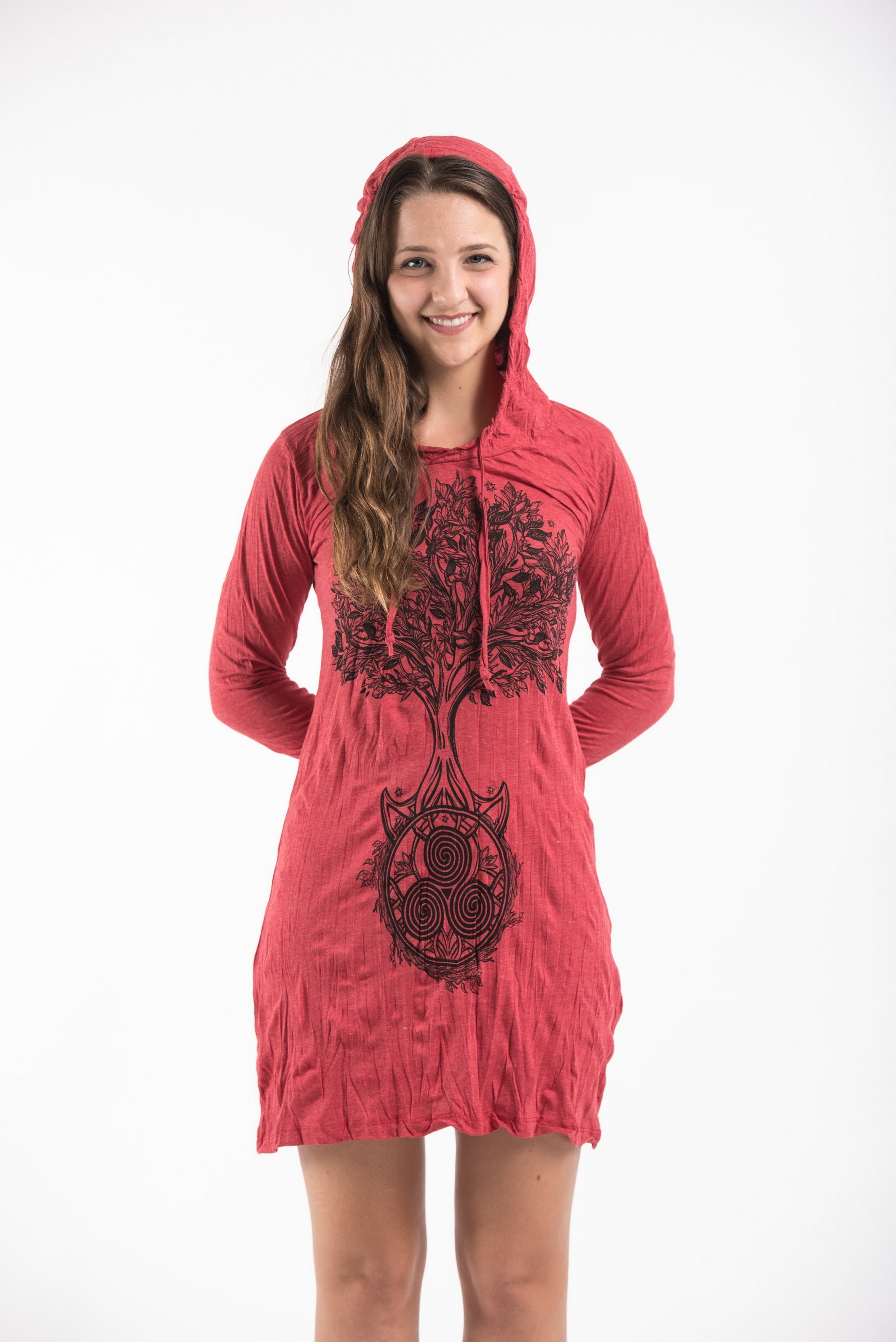 red celtic dress Imbas Burgundy Dress - Folklore-Inspired Autumn Dress 3XL