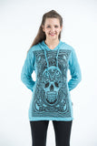 Wholesale Sure Design Unisex Trippy Skull Hoodie Turquoise - $12.00