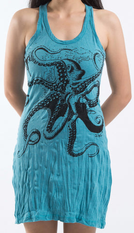 Sure Design Women's Octopus Tank Dress Turquoise