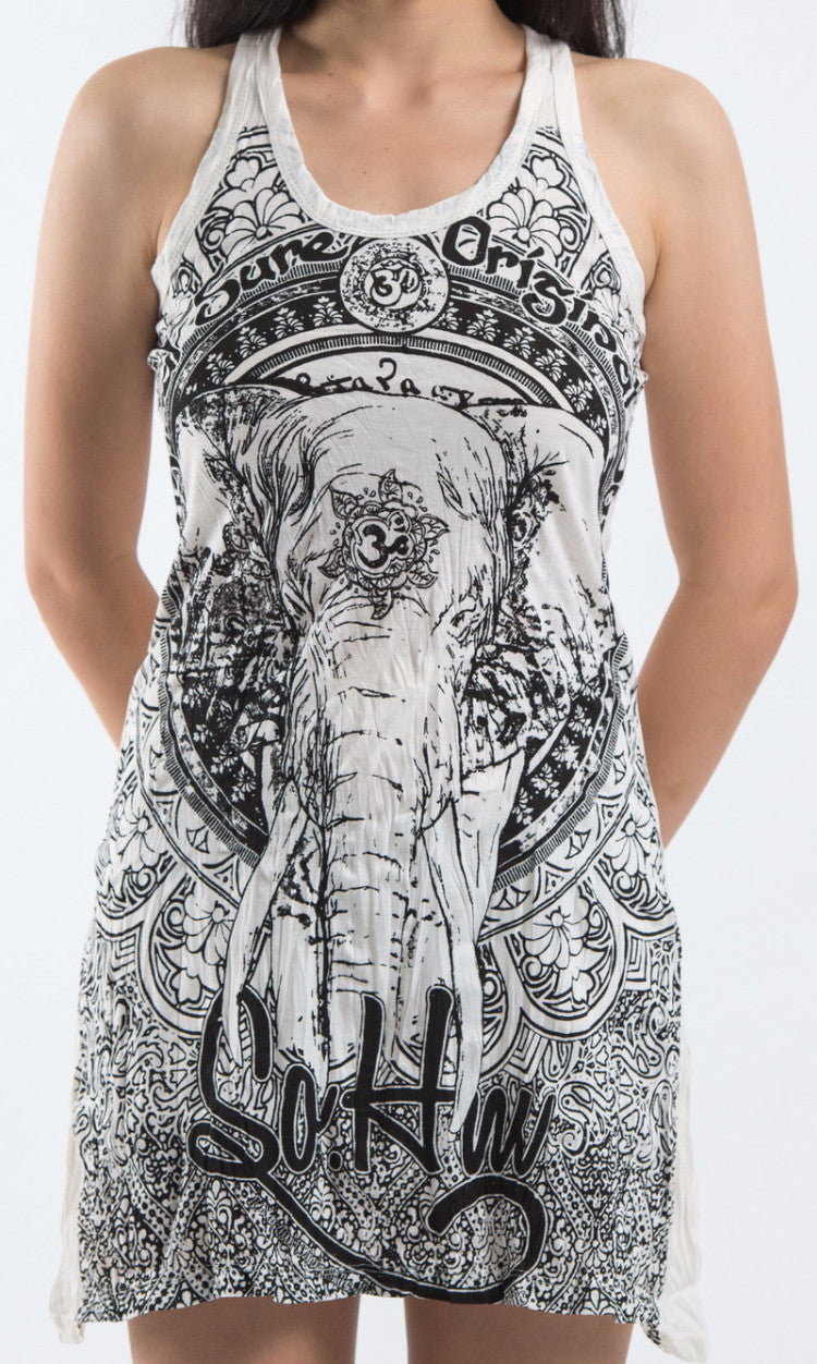 white christmas dresses Sure Design Women's Wild Elephant Tank Dress White