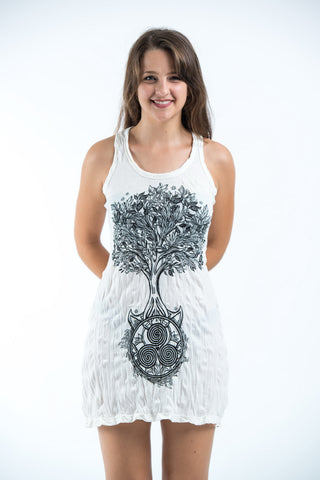 Sure Design Women's Celtic Tree Tank Dress White