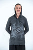 Sure Design Unisex Ohm and Koi fish Hoodie Silver on Black