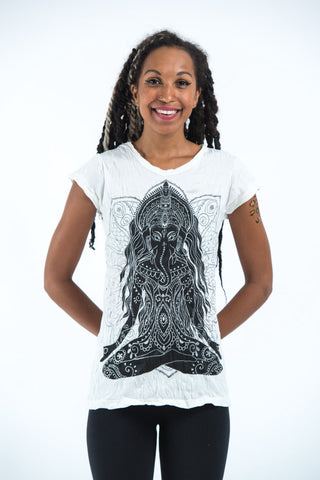 Sure Design Women's Ganesh Mantra T-Shirt White