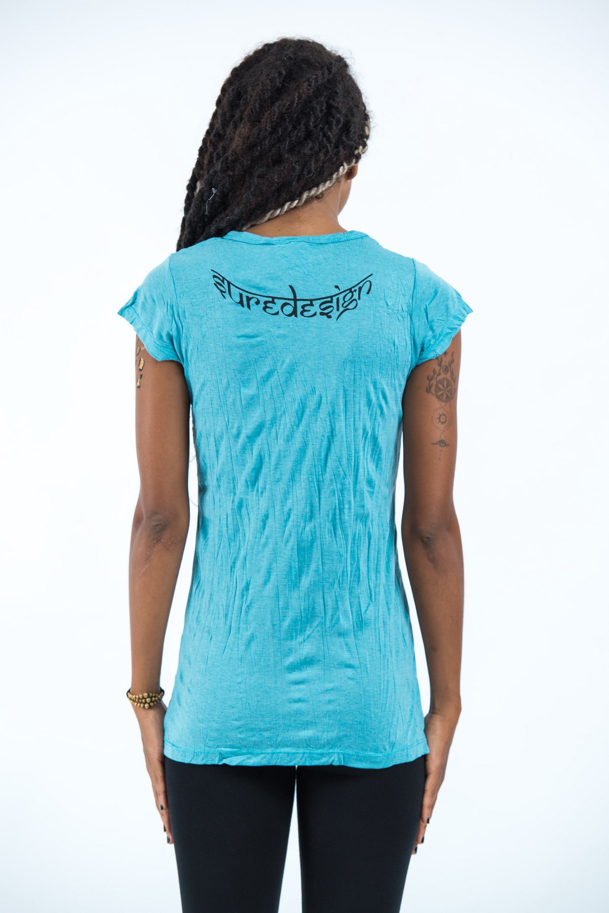 Sure Design Women's Ganesh Mantra T-Shirt Turquoise