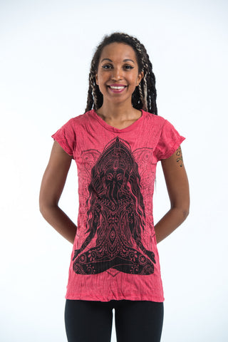 Sure Design Women's Ganesh Mantra T-Shirt Red
