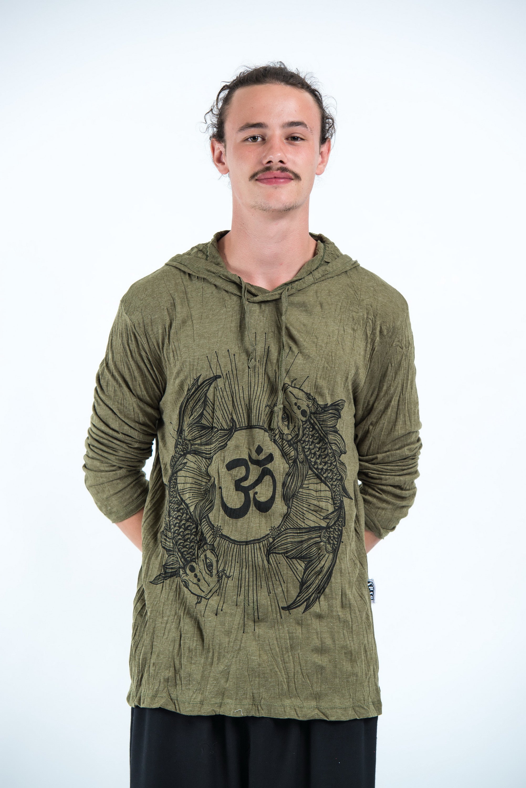 Sure Design Unisex Ohm and Koi fish Hoodie Green