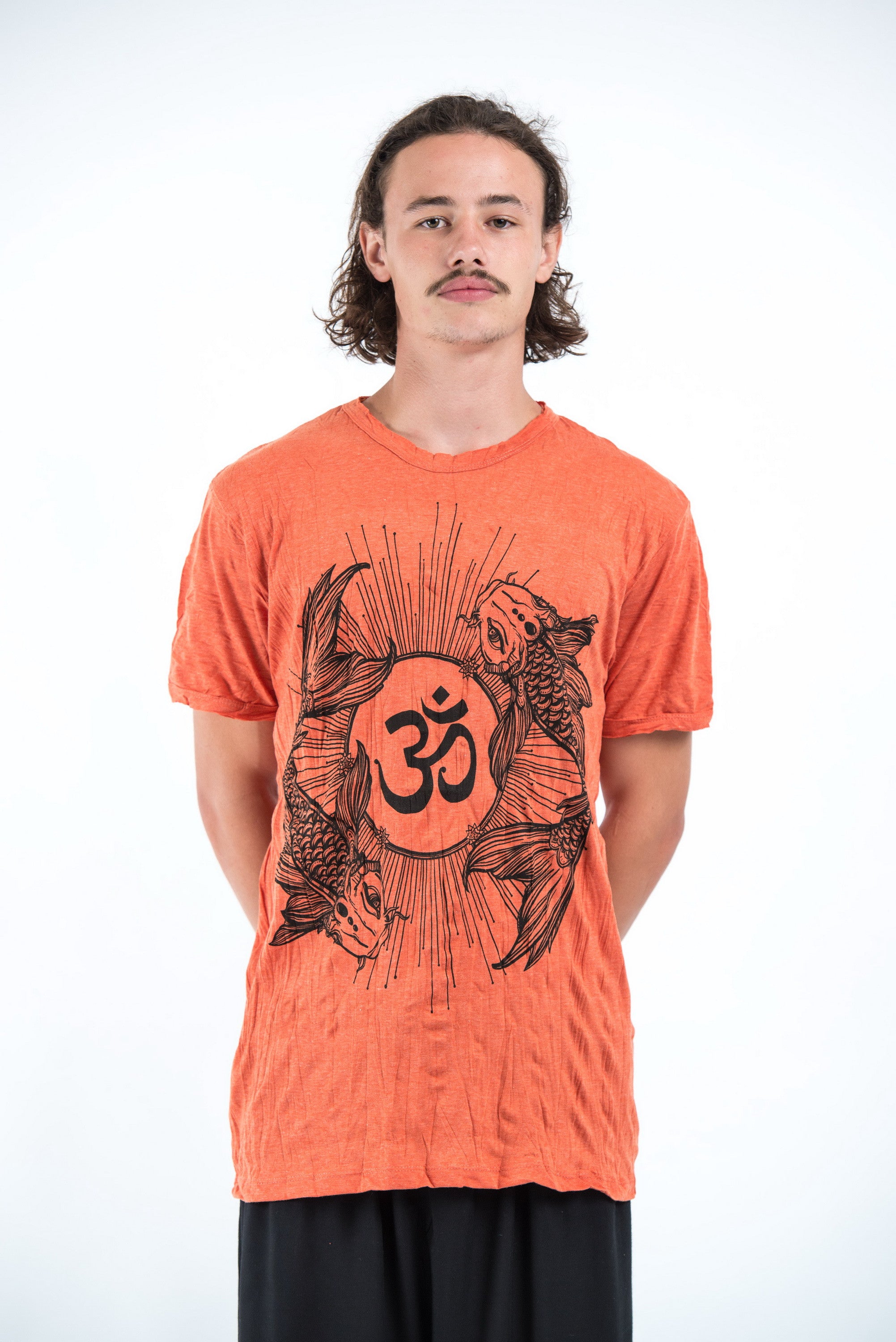 Sure Design Mens Ohm and Koi fish T-Shirt Orange – Sure Design