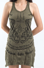 Sure Design Women's Thai Tattoo Tank Dress Green