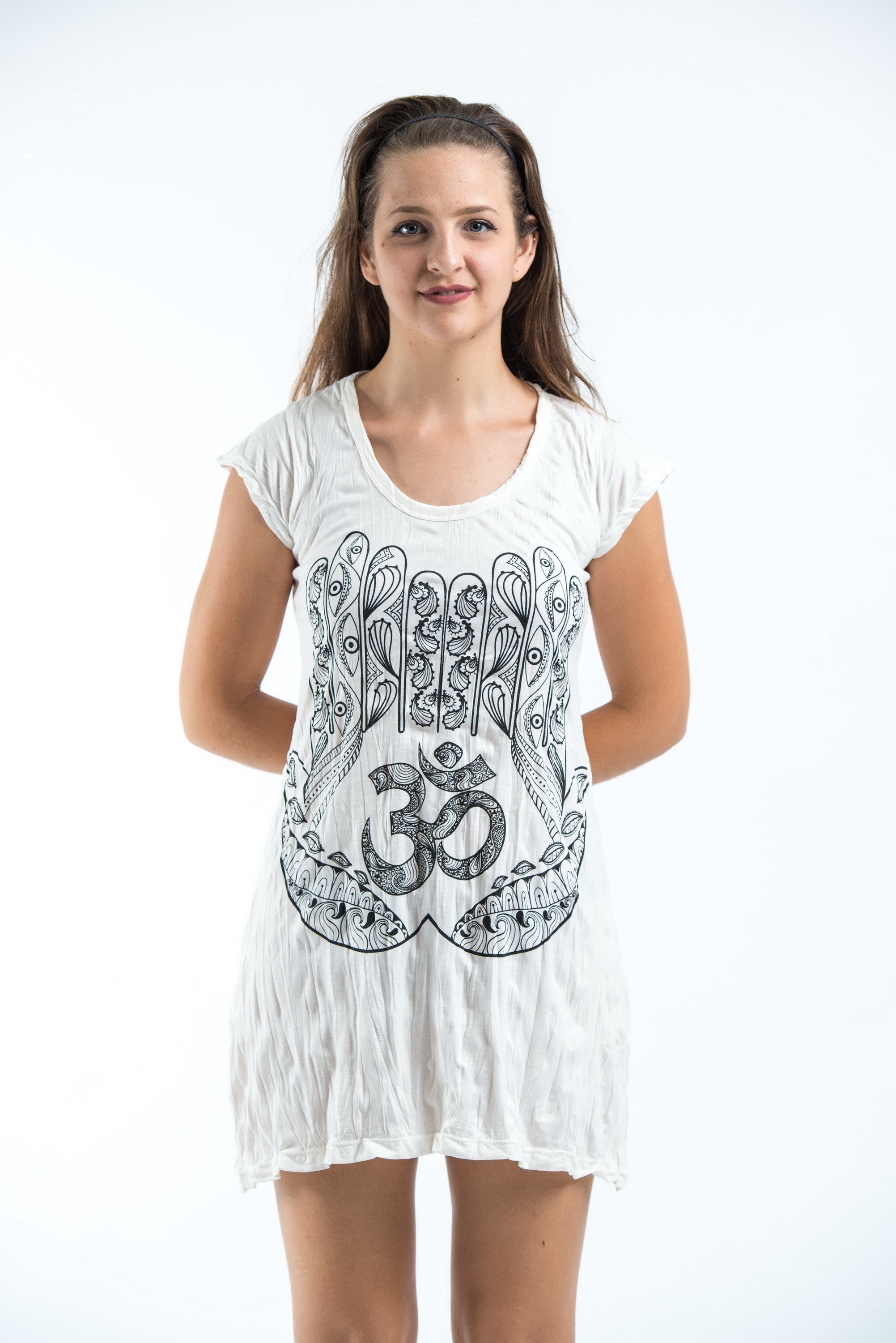 Sure Design Women's Ohm hands Dress White