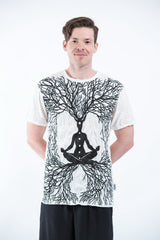 Sure Design Mens Ohm Meditation Tree T-Shirt White